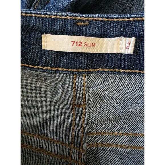 Levis Size 27 X 32 Womens 712 Slim Blue Denim Logo Tag 5 Pocket Jeans - Picture 4 of 6